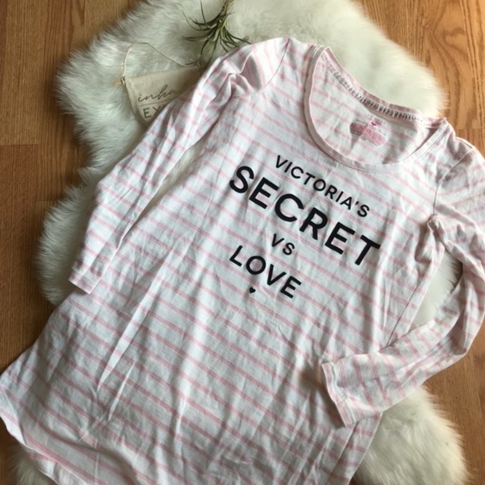 Victoria's Secret Pink & White Striped PJ Shirt